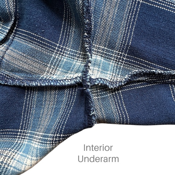 J JILL | NWOT LONG SLEEVE COTTON PLAID TOP BUTTON BACK NAVY BLUE WHITE SIZE: 1X - Picture 7 of 15